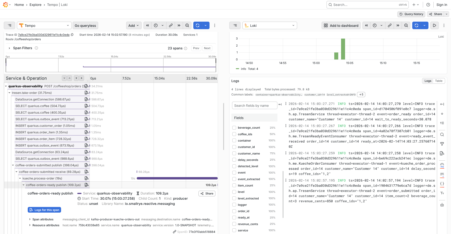 Grafana traces explore
